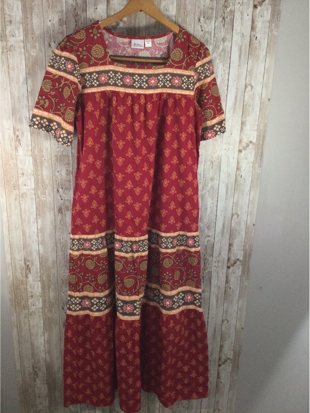 The Vermont Country Store Midi Dress XS Cotton Prairie Boho XS Side Pockets
